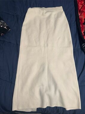 Classic White Knit Midi Skirt